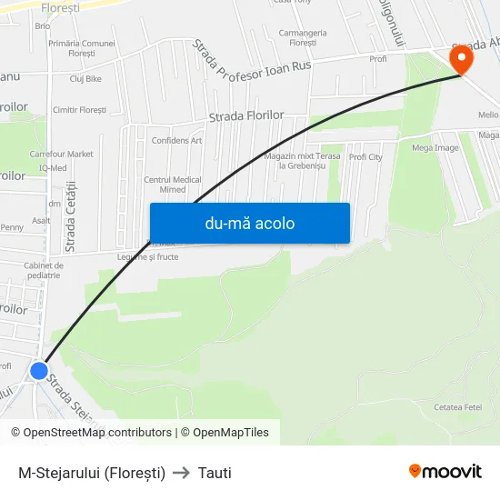 Harta de M-Stejarului (Florești) către Tauti