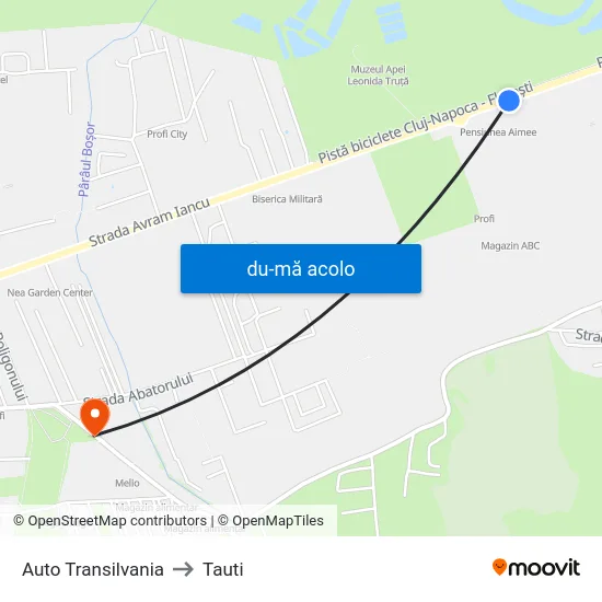 Harta de Auto Transilvania către Tauti