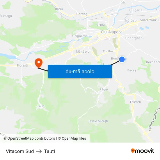 Harta de Vitacom Sud către Tauti