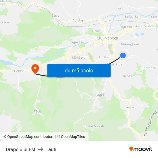 Harta de Drapelului Est către Tauti