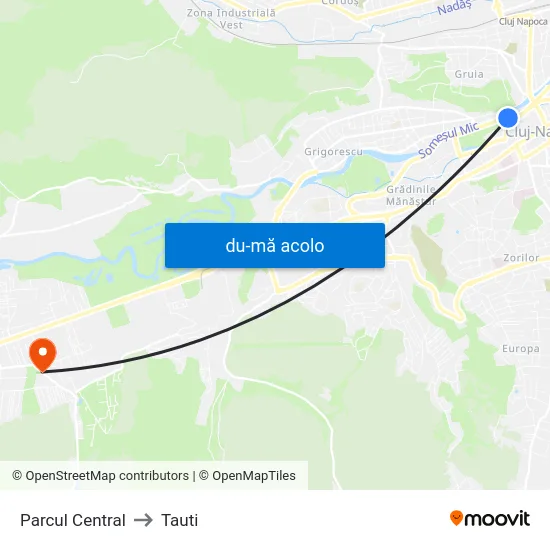 Harta de Parcul Central către Tauti