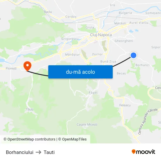 Harta de Borhanciului către Tauti