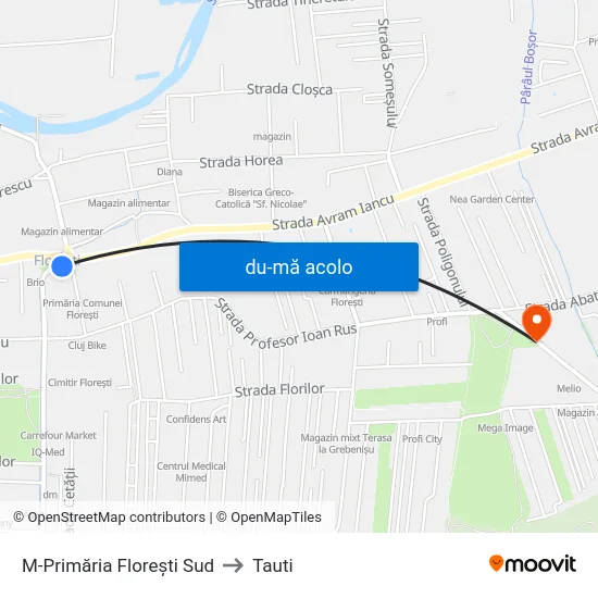 Harta de M-Primăria Florești Sud către Tauti