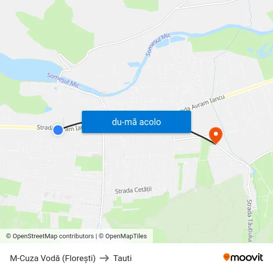 Harta de M-Cuza Vodă (Florești) către Tauti