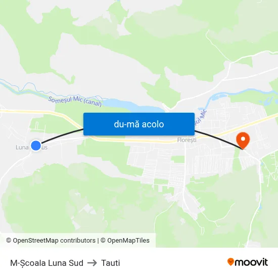 Harta de M-Școala Luna Sud către Tauti