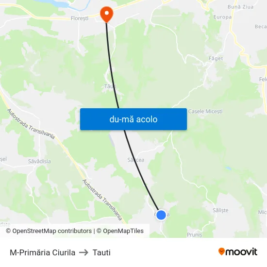 Harta de M-Primăria Ciurila către Tauti