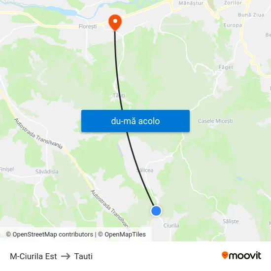 Harta de M-Ciurila Est către Tauti