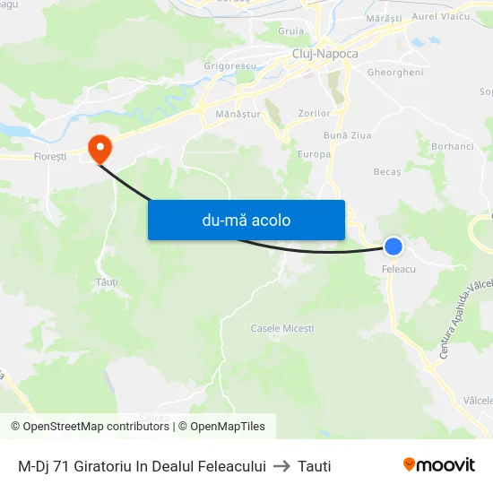 Harta de M-Dj 71 Giratoriu In Dealul Feleacului către Tauti