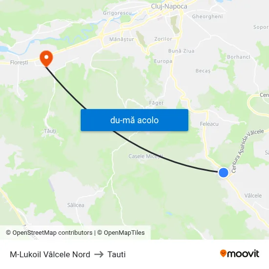 Harta de M-Lukoil Vâlcele Nord către Tauti