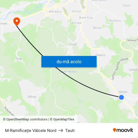 Harta de M-Ramificație Vâlcele Nord către Tauti