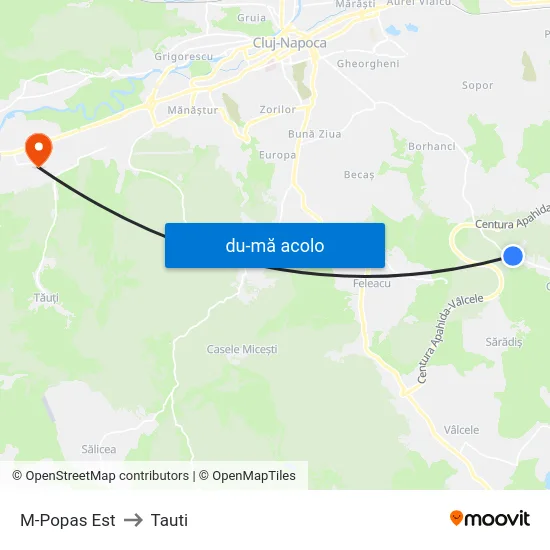 Harta de M-Popas Est către Tauti