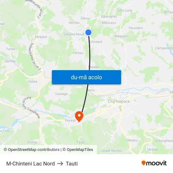 Harta de M-Chinteni Lac Nord către Tauti