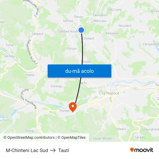 Harta de M-Chinteni Lac Sud către Tauti