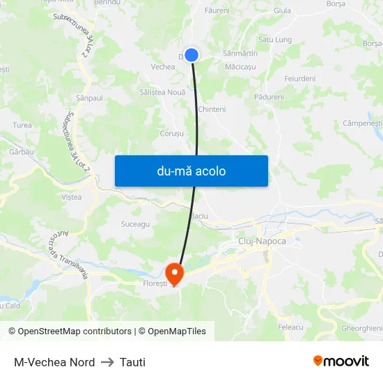 Harta de M-Vechea Nord către Tauti