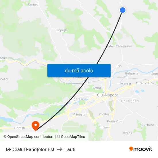 Harta de M-Dealul Fânețelor Est către Tauti