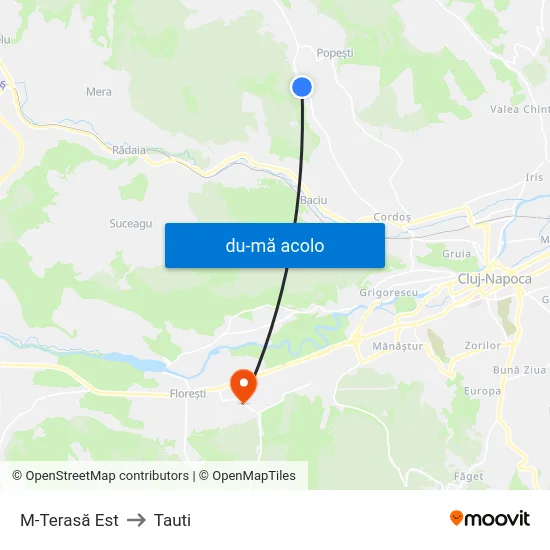 Harta de M-Terasă Est către Tauti