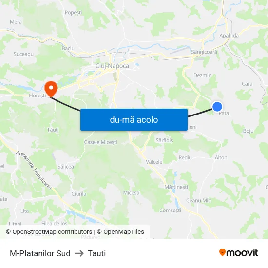 Harta de M-Platanilor Sud către Tauti
