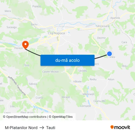 Harta de M-Platanilor Nord către Tauti