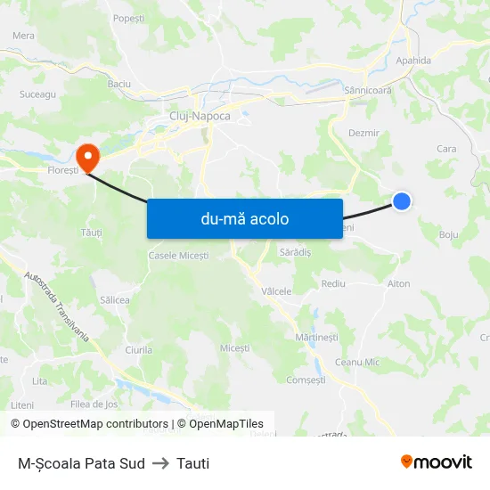 Harta de M-Școala Pata Sud către Tauti