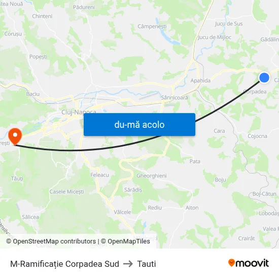 Harta de M-Ramificație Corpadea Sud către Tauti
