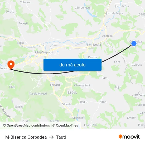 Harta de M-Biserica Corpadea către Tauti