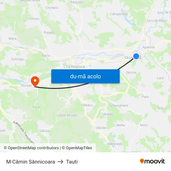 Harta de M-Cămin Sânnicoara către Tauti