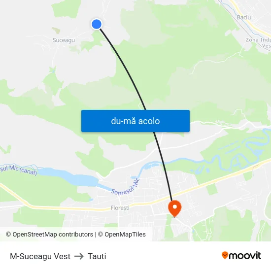 Harta de M-Suceagu Vest către Tauti