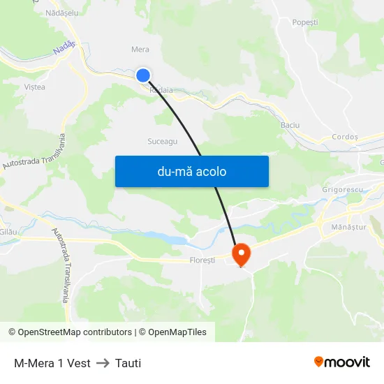 Harta de M-Mera 1 Vest către Tauti