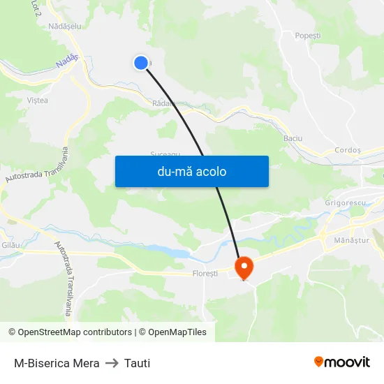 Harta de M-Biserica Mera către Tauti