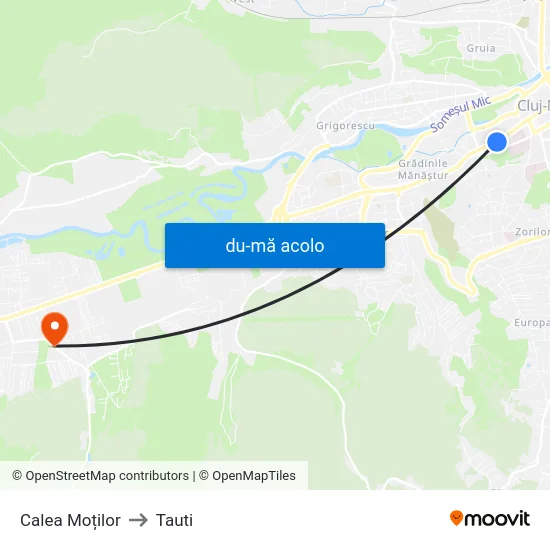 Harta de Calea Moților către Tauti