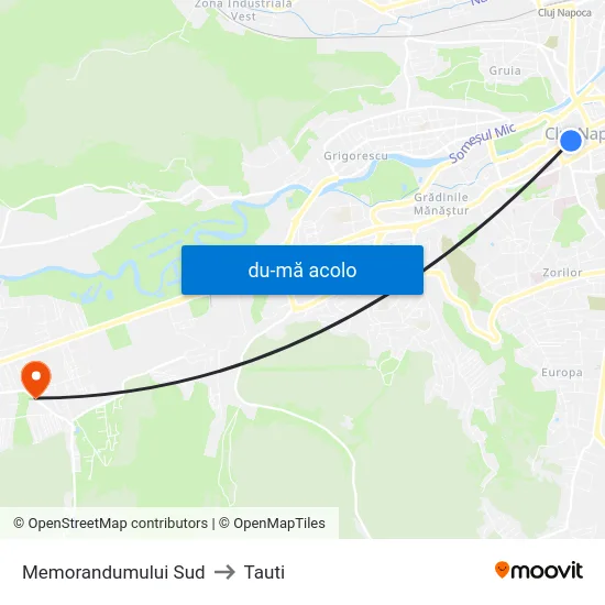 Harta de Memorandumului Sud către Tauti