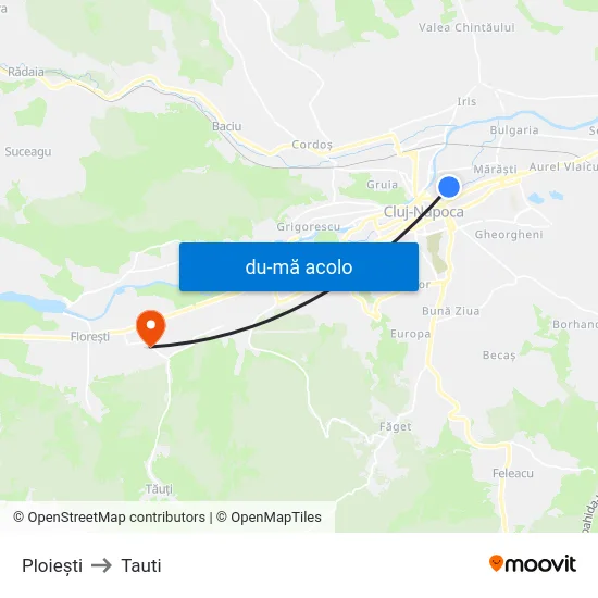 Harta de Ploiești către Tauti