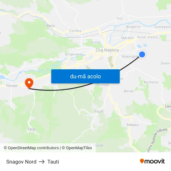 Harta de Snagov Nord către Tauti