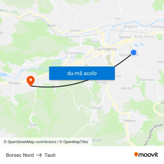 Harta de Borsec Nord către Tauti