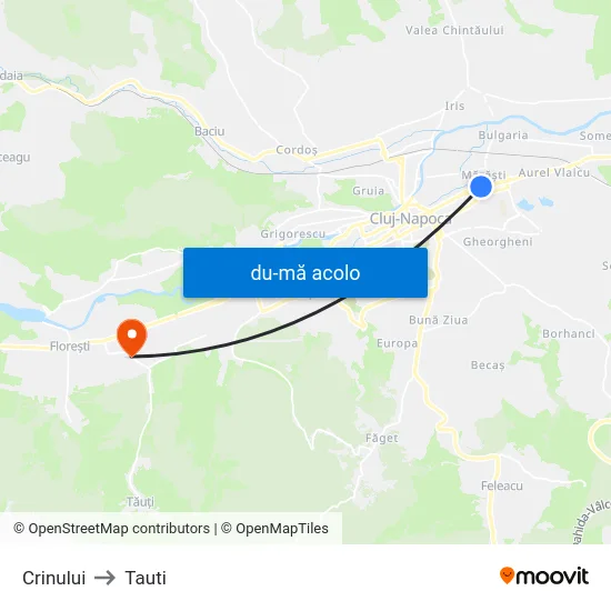 Harta de Crinului către Tauti