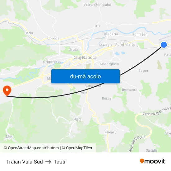 Harta de Traian Vuia Sud către Tauti