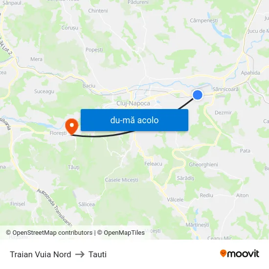 Harta de Traian Vuia Nord către Tauti