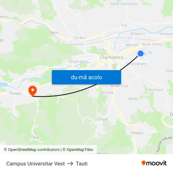 Harta de Campus Universitar Vest către Tauti