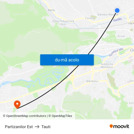 Harta de Partizanilor Est către Tauti