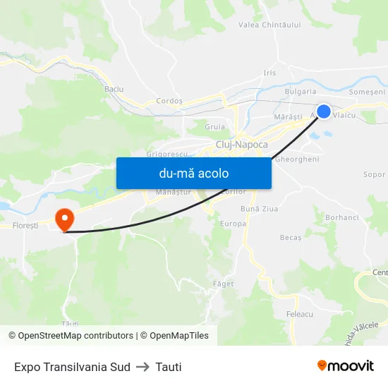 Harta de Expo Transilvania Sud către Tauti