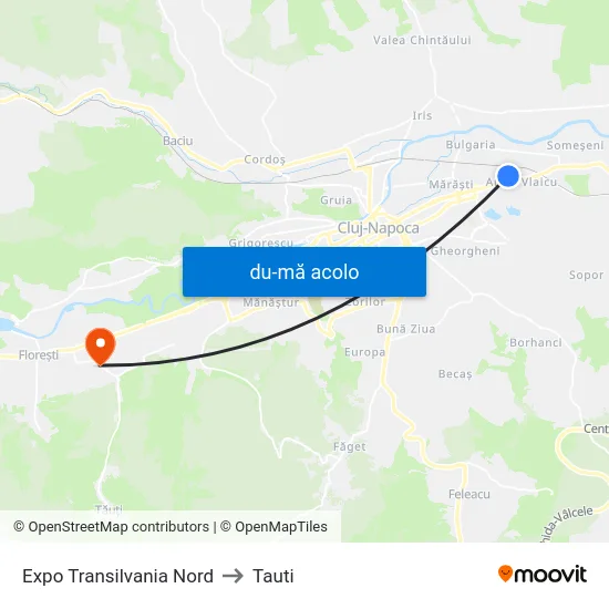 Harta de Expo Transilvania Nord către Tauti