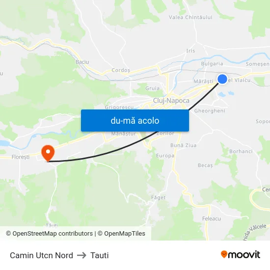 Harta de Camin Utcn Nord către Tauti