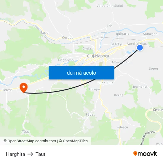 Harta de Harghita către Tauti