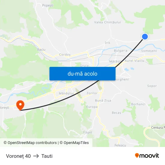 Harta de Voroneț 40 către Tauti