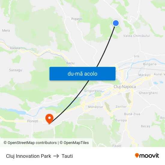 Harta de Cluj Innovation Park către Tauti