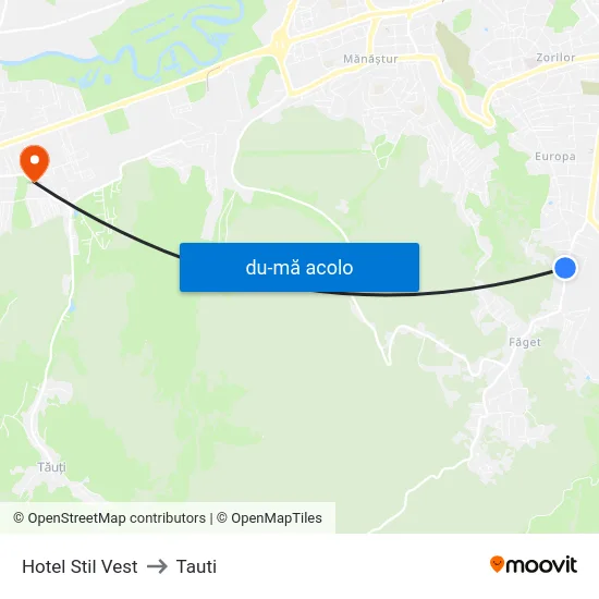 Harta de Hotel Stil Vest către Tauti
