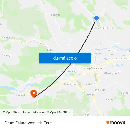 Harta de Drum Feiurd Vest către Tauti
