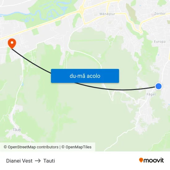 Harta de Dianei Vest către Tauti