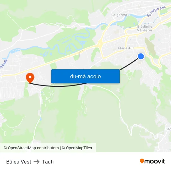 Harta de Bâlea Vest către Tauti