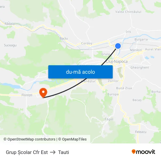 Harta de Grup Școlar Cfr Est către Tauti